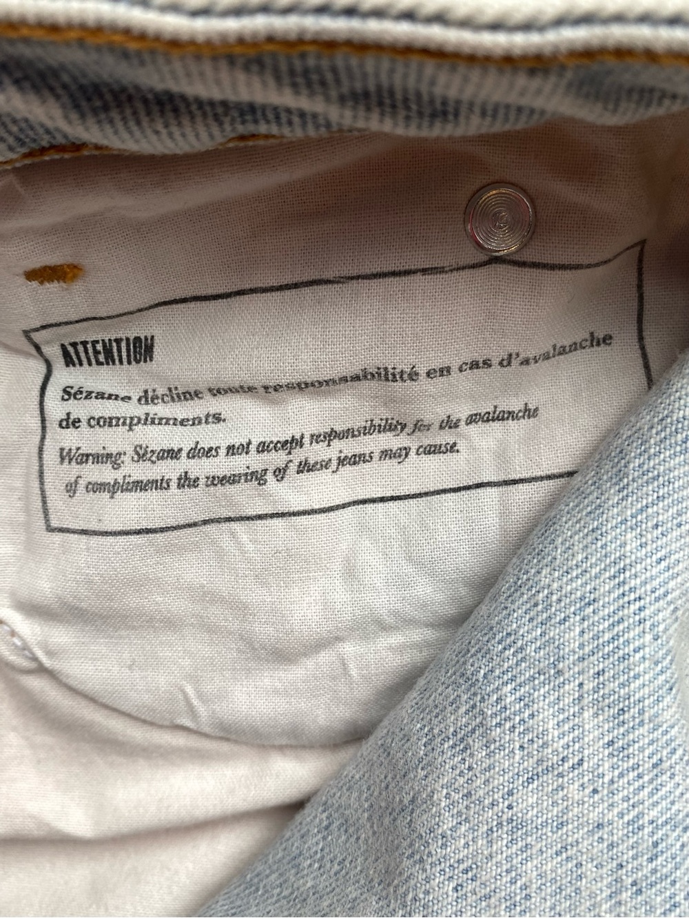 Sezane Edge Blue 100% Organic Cotton Button-Fly High-Waist Jeans - Picture 8 of 12
